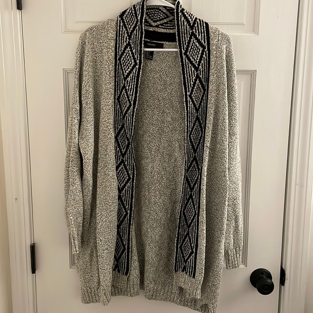 Tribal detail open cardigan